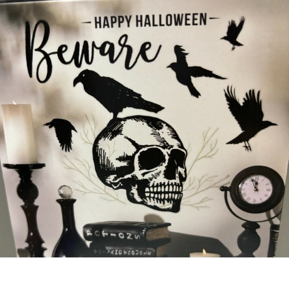 Halloween Home Decor Wall Sticker BEWARE Skull Removable Decal Art Mural Room